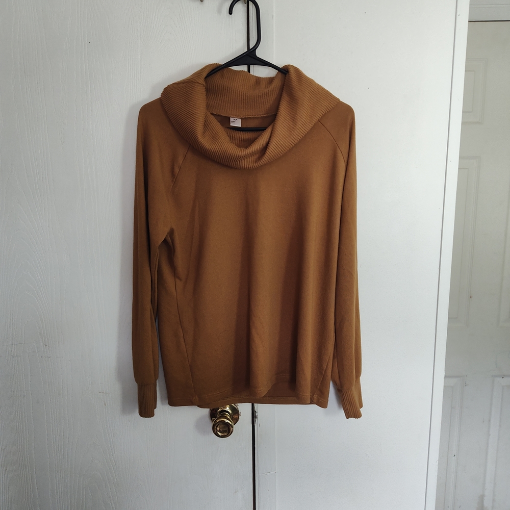 Women's Just Be Camel Cowl Neck Sweater